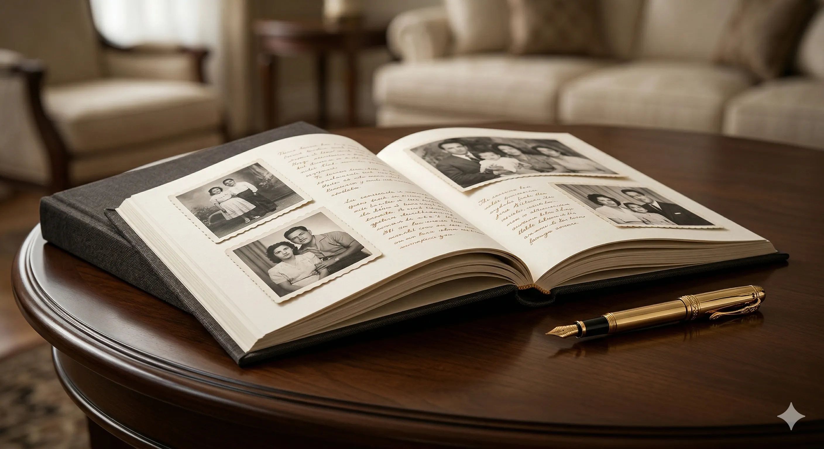 Familia latina riendo y compartiendo historias